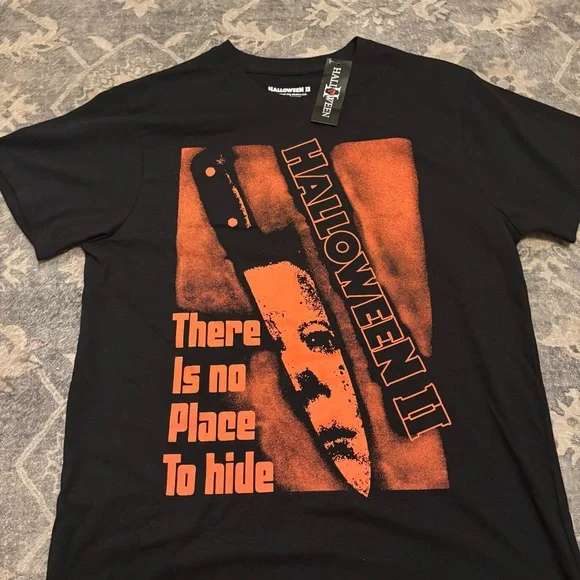 Halloween II Mike Myers Black and Orange Graphic T-Shirt - Picture 2 of 8